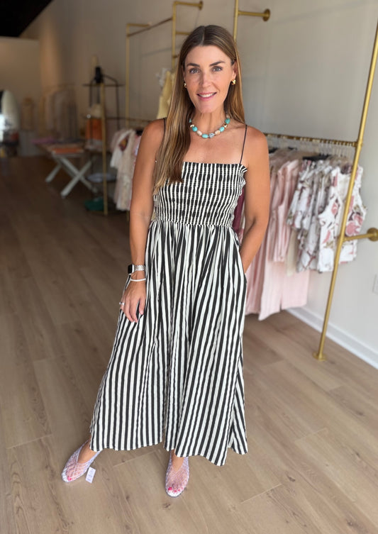 Smocked Stripe Midi