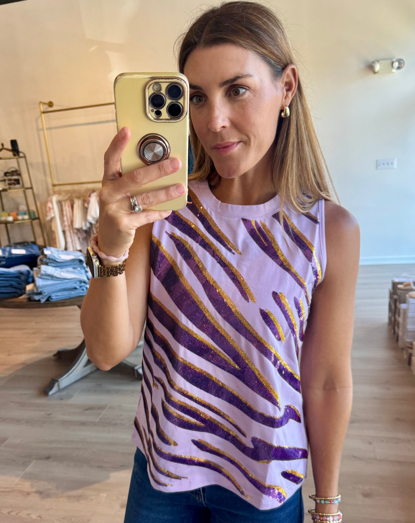 Sequin Tiger Stripes Tank