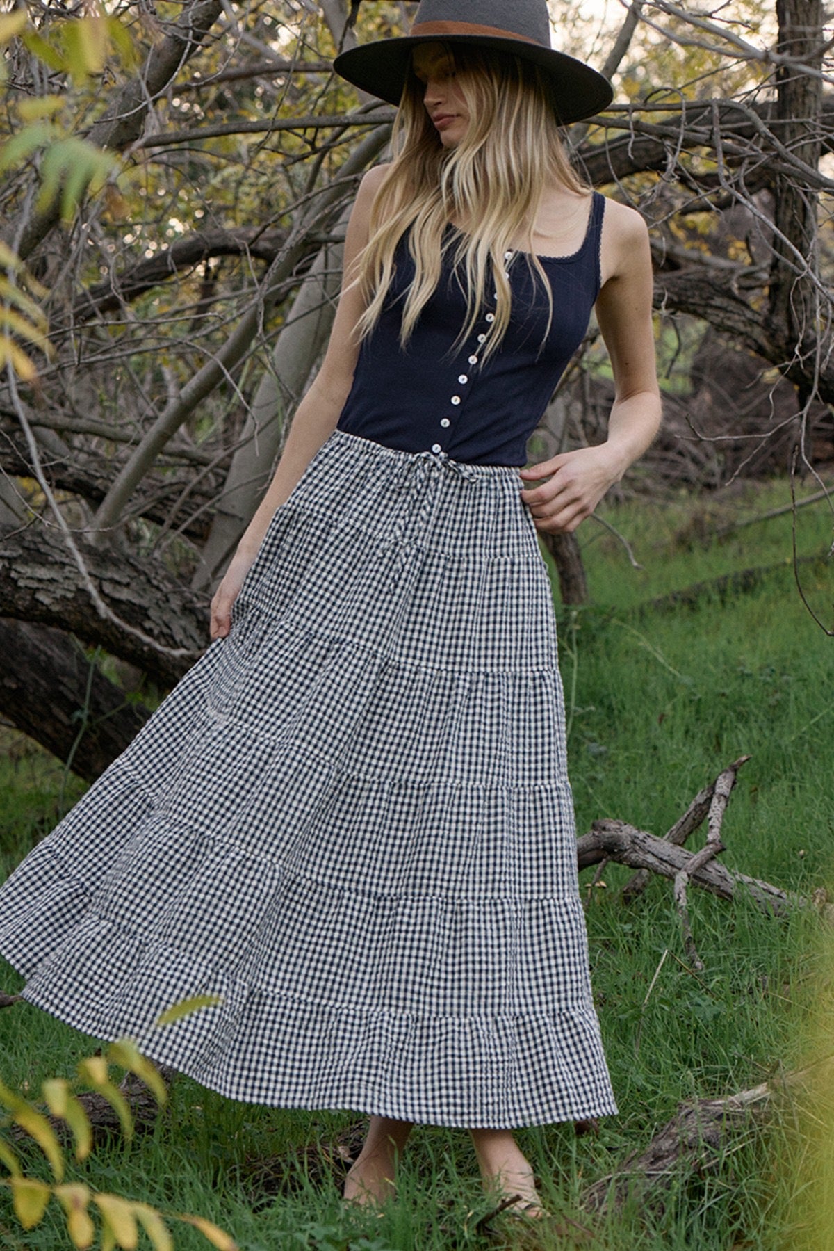 Gingham Tiers Midi