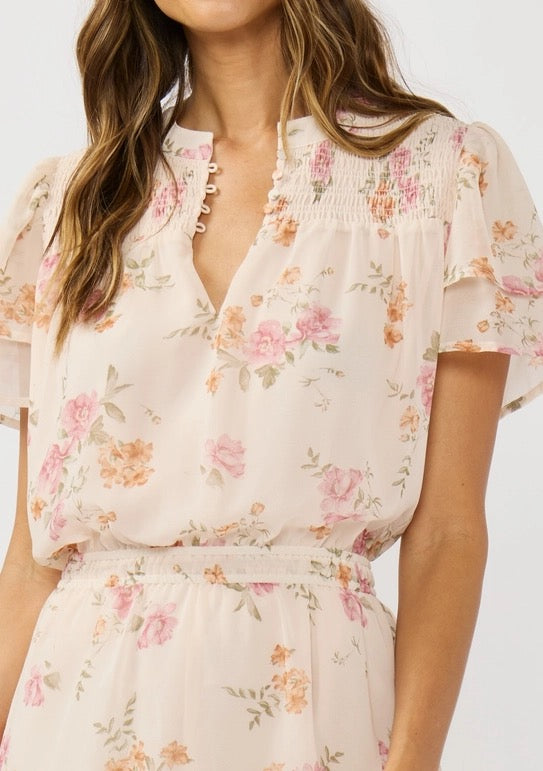 Floral Yoke Mini Dress