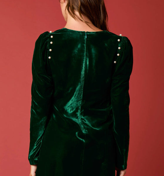 Velvet Green Midi Dress