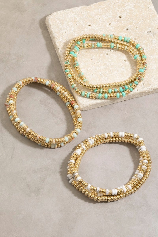 Stone & Gold Bracelet Set