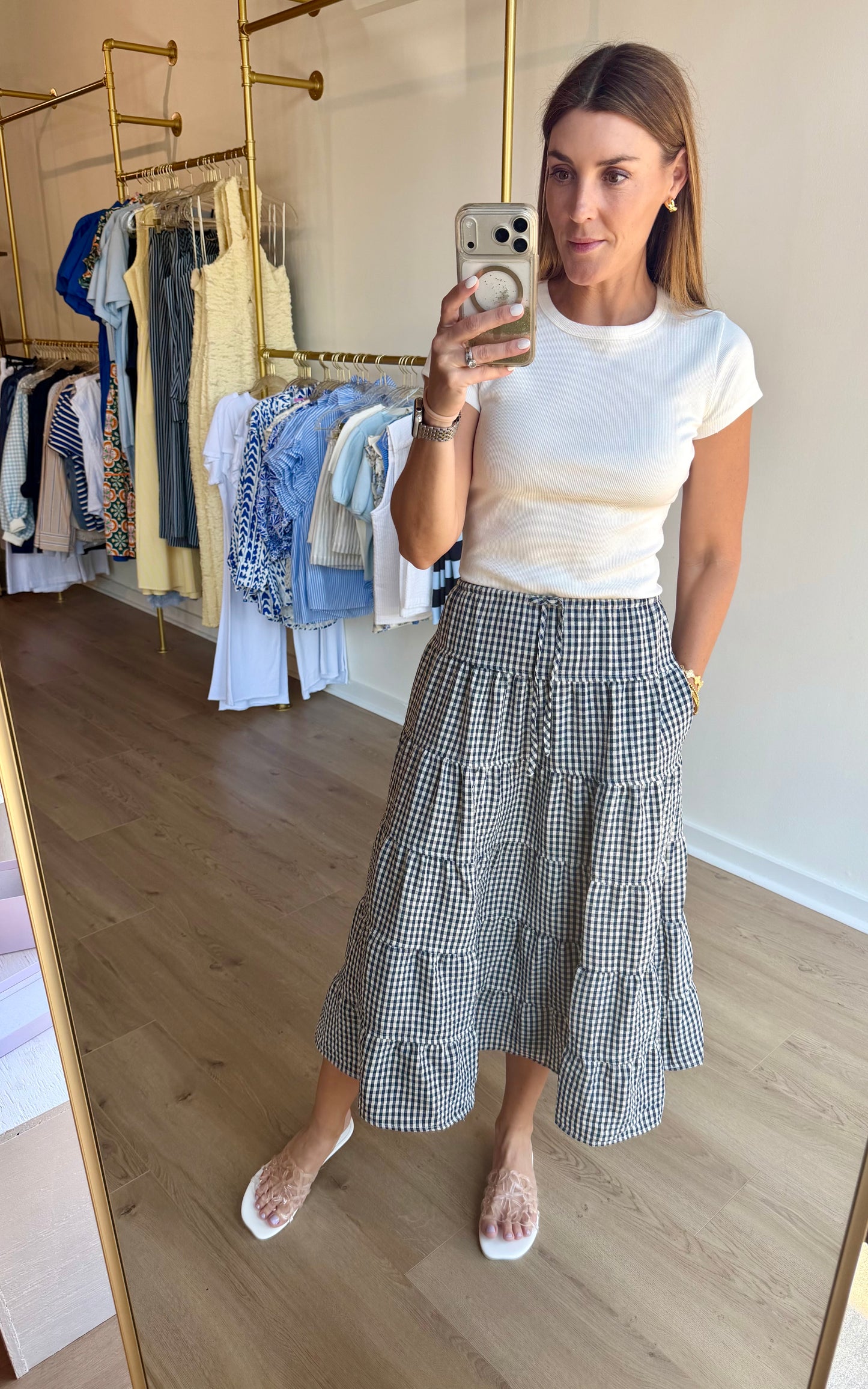 Gingham Tiers Midi