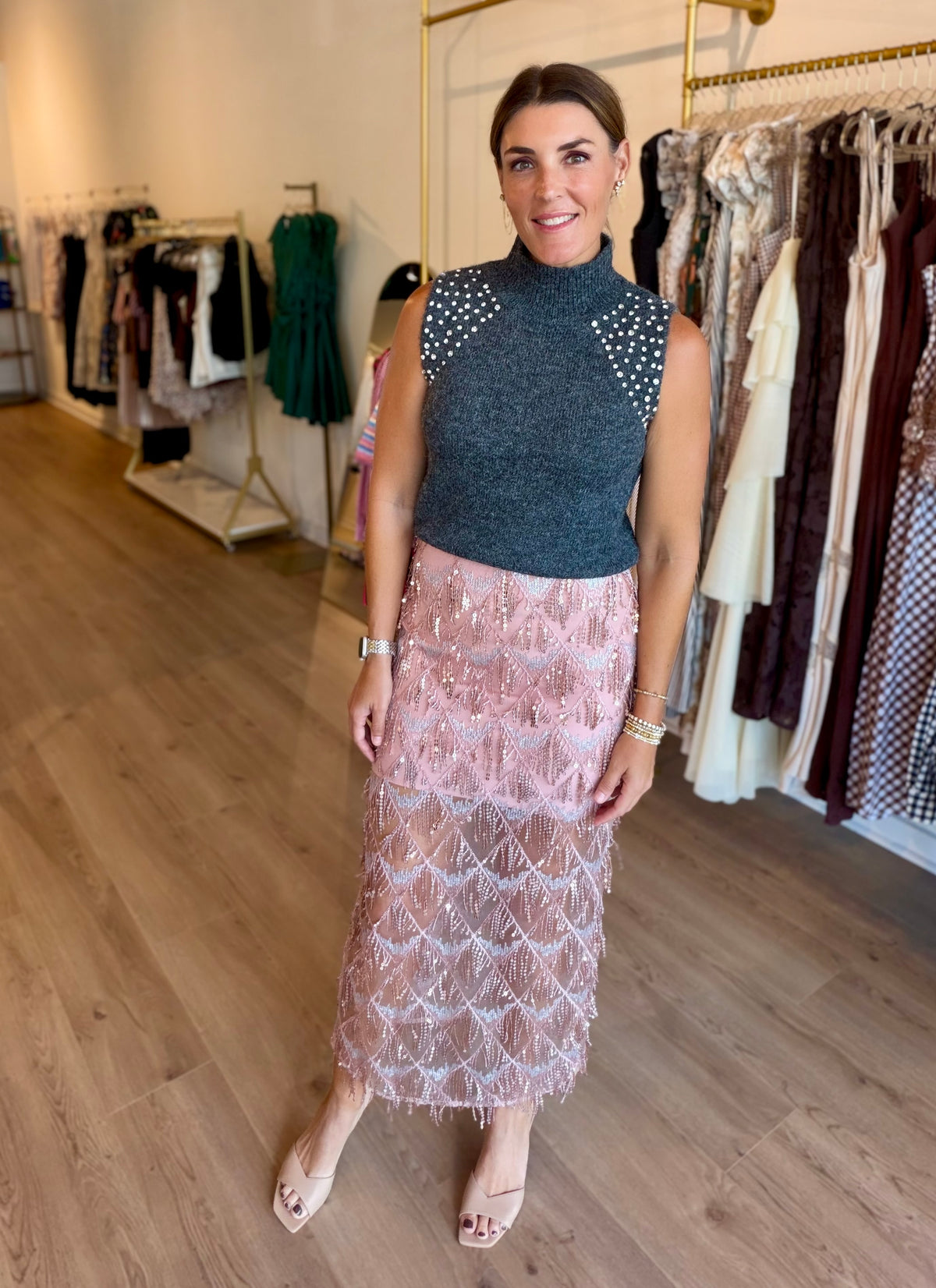 Sequin Pink Midi