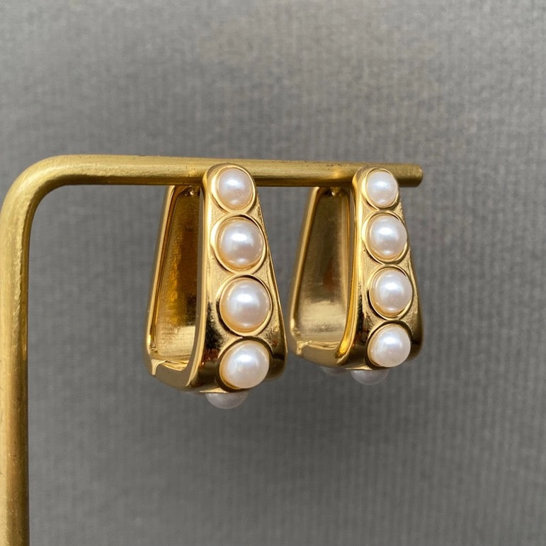 18k Plated Pearl Inlaid