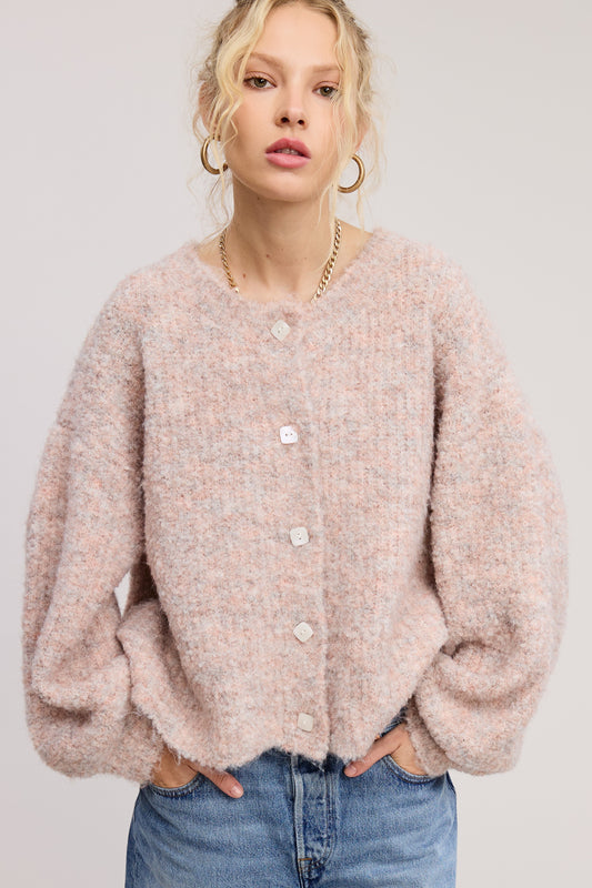 blush boulce cardi