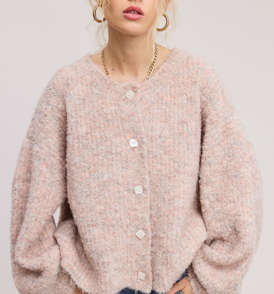 blush boulce cardi