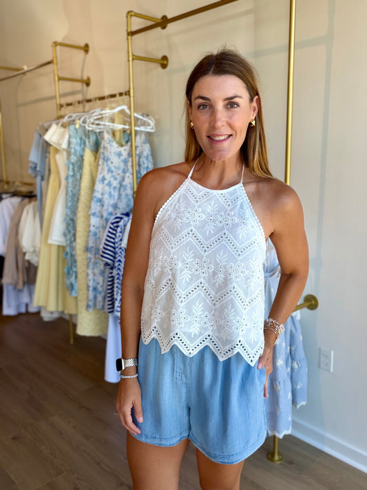 Eyelet Halter Top