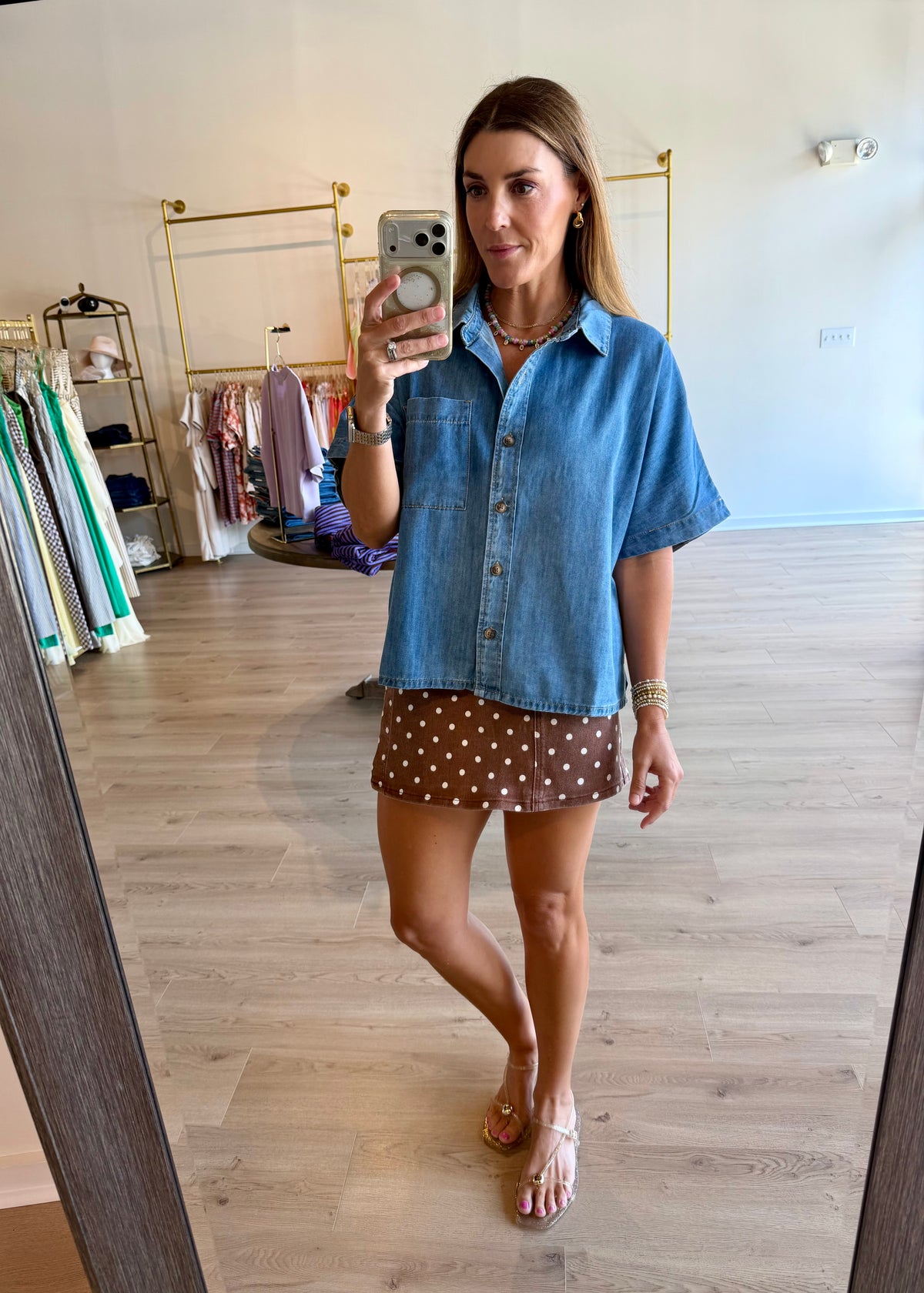 Denim Button Top