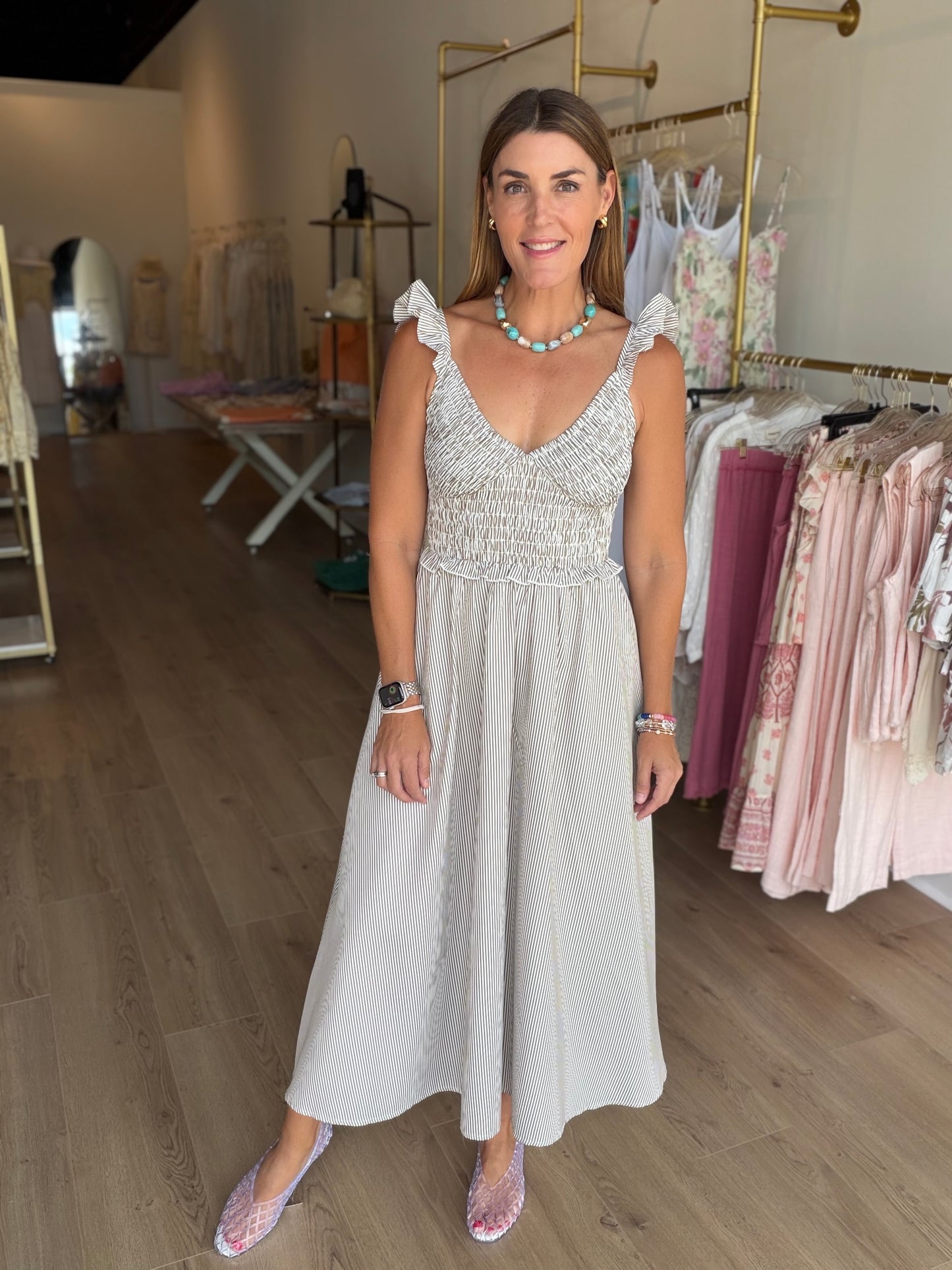Ruffle Smock Midi