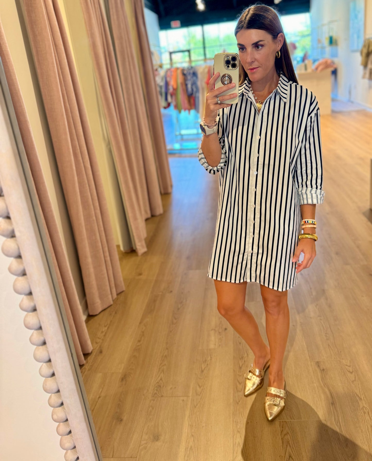 stripe shirt dress