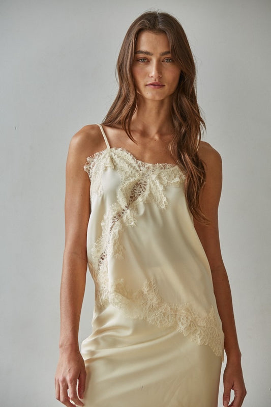 Creamy Yellow Satin Tank