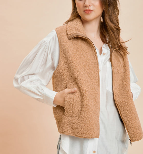 Camel Fleece Vest