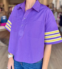 Striped Poplin Purple Top