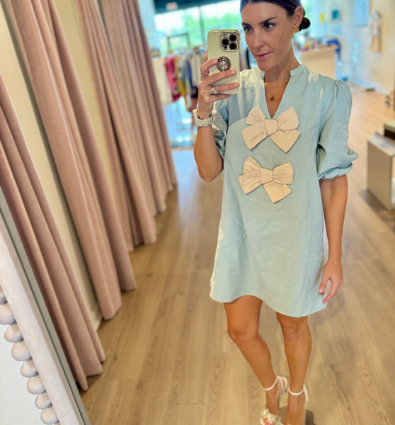 Puff Bow Mini Dress