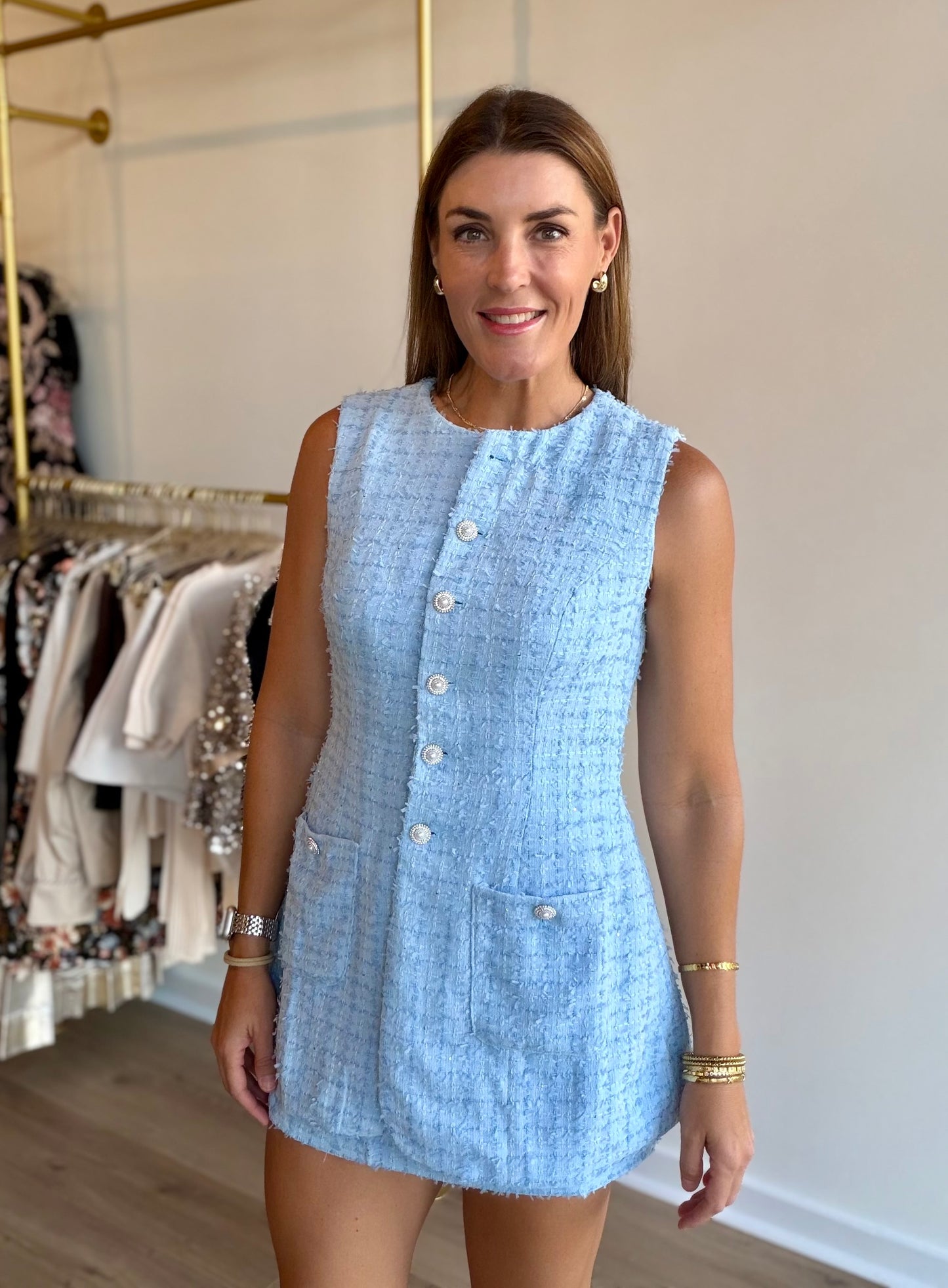 Baby Blue Tweed Mini