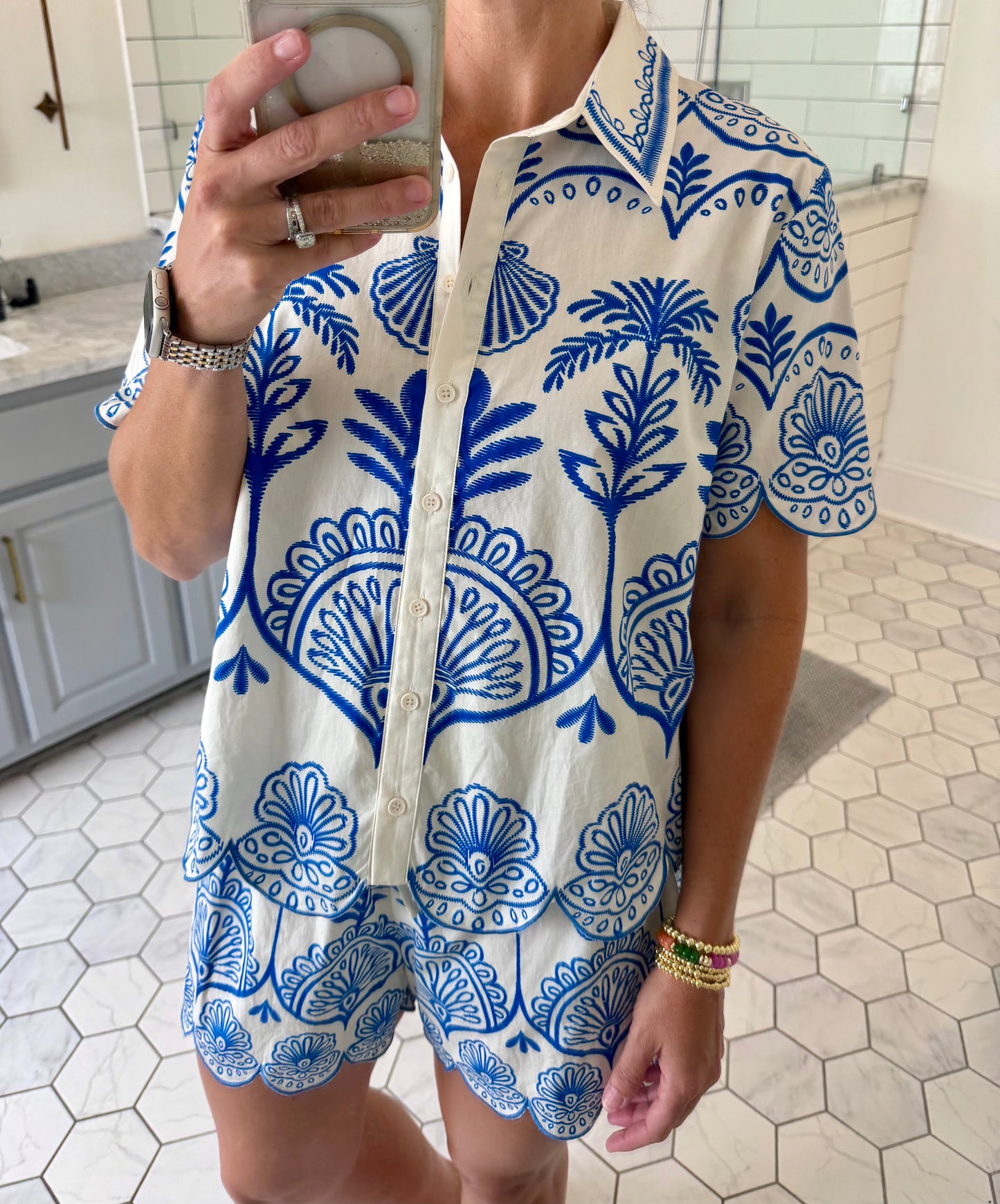 Printed Blues Blouse