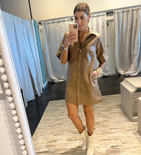 light brown leather dress