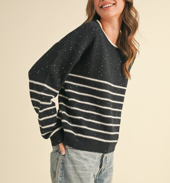 Striped Sequin Sweater