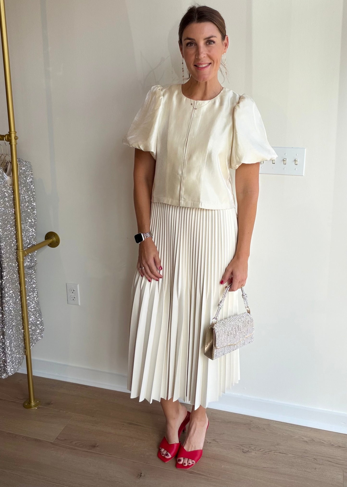 Pleather Pleated Midi