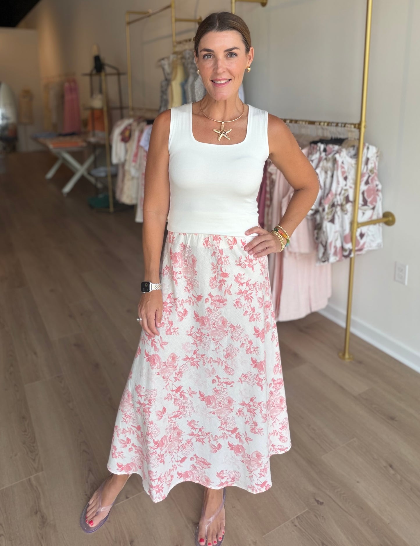 Coral Florals Midi
