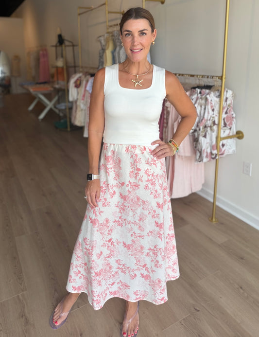 Coral Florals Midi