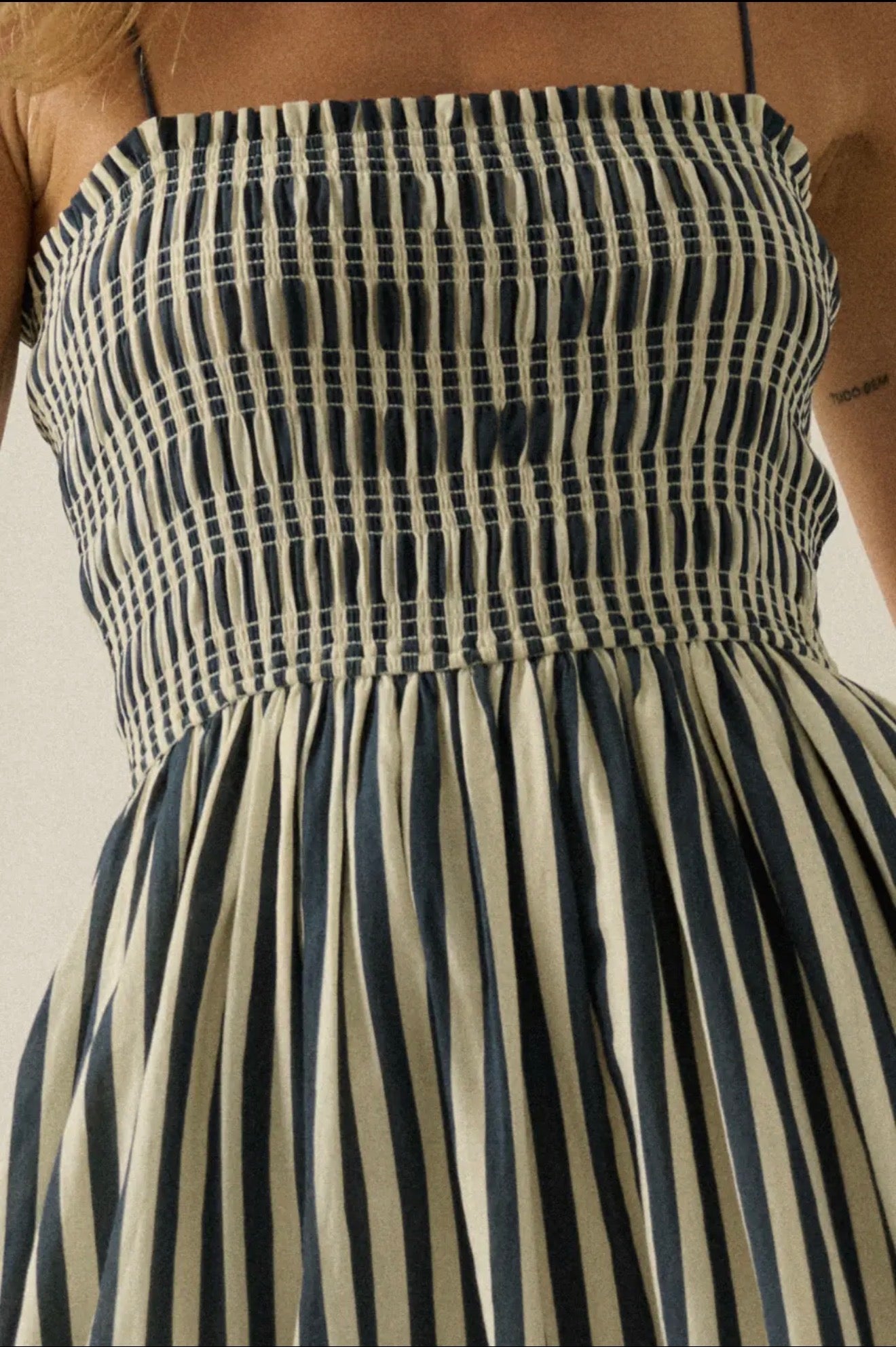 Smocked Stripe Midi