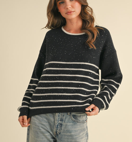 Striped Sequin Sweater