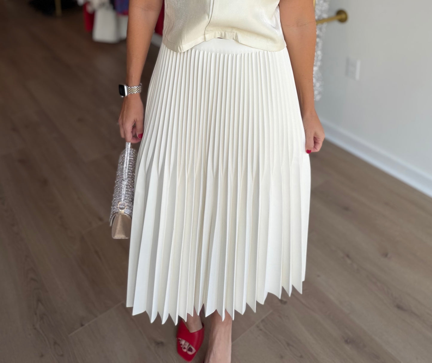 Pleather Pleated Midi