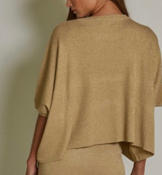 Gold Ribbed Knit Sweater