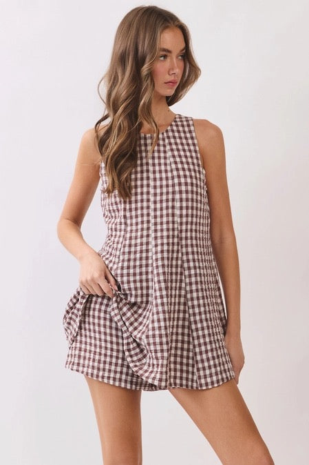 Gingham Babydoll Romper