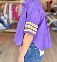 Striped Poplin Purple Top