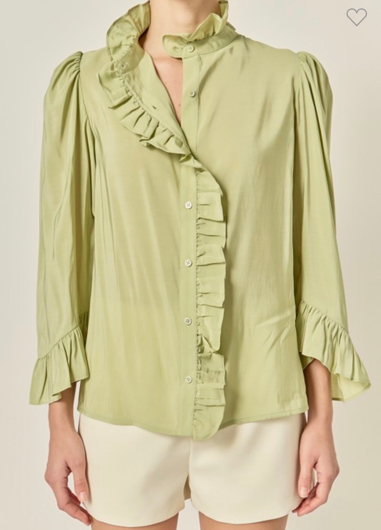 Sage Ruffle Blouse