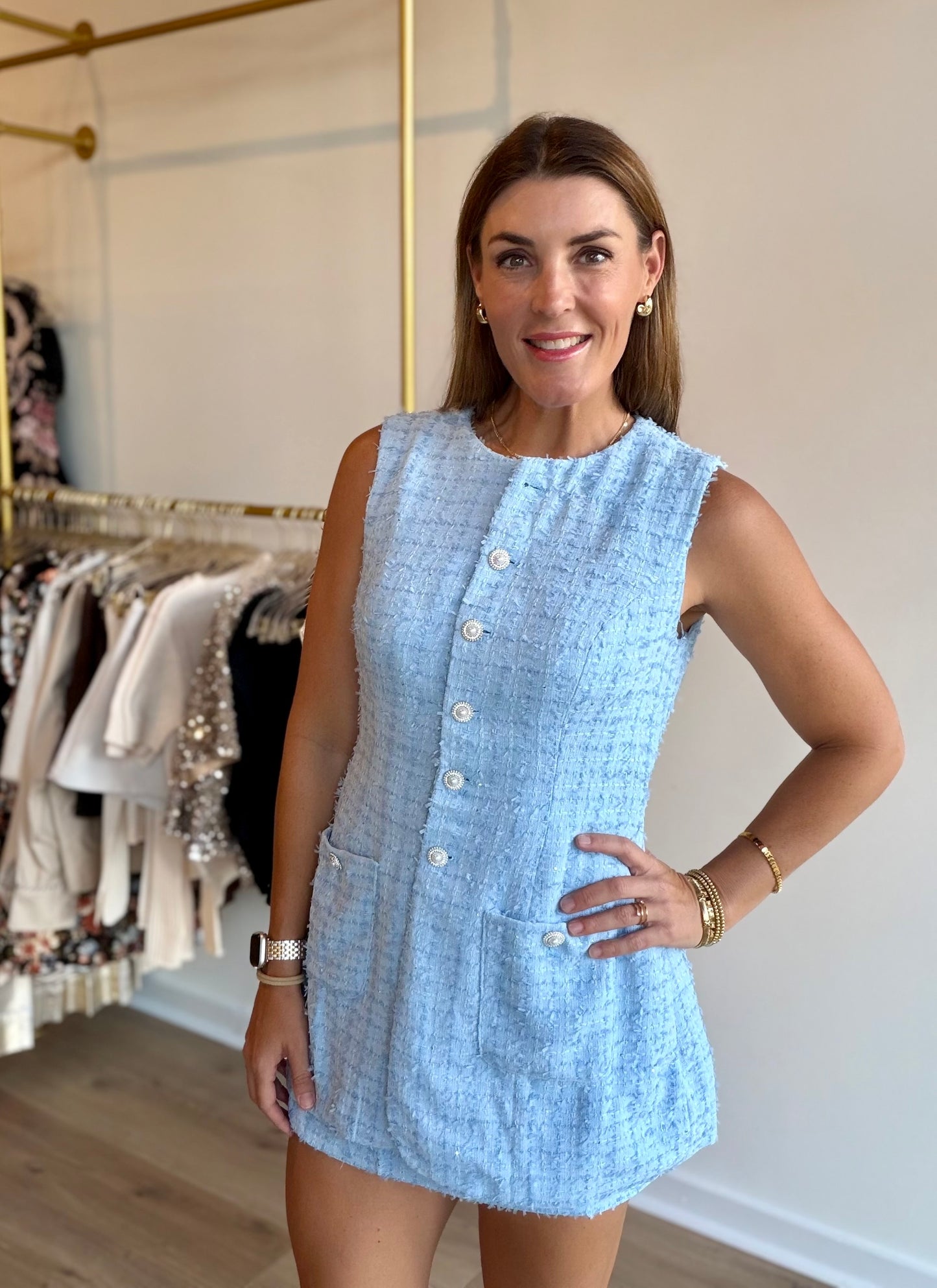 Baby Blue Tweed Mini