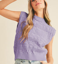 Pointelle Purple Vest