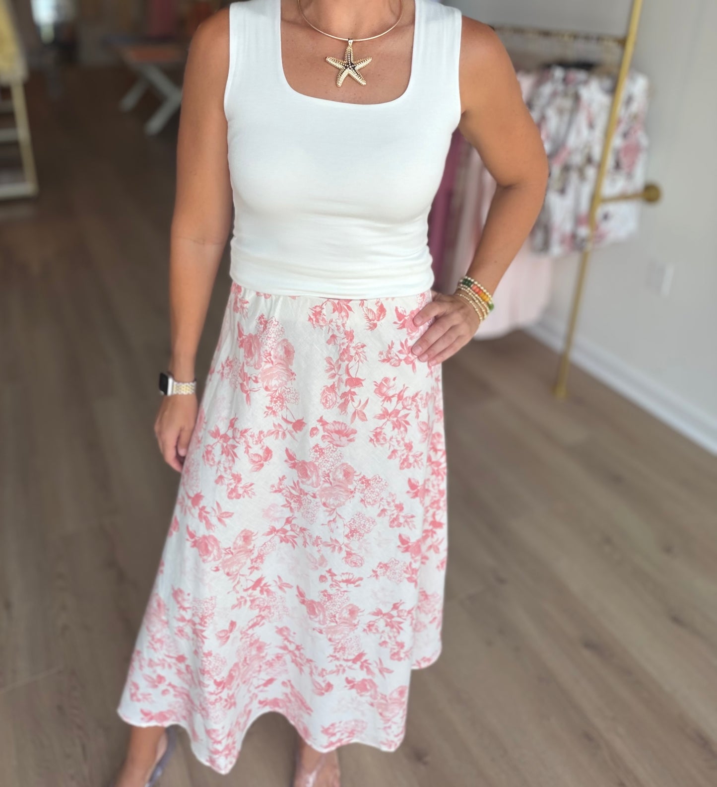 Coral Florals Midi