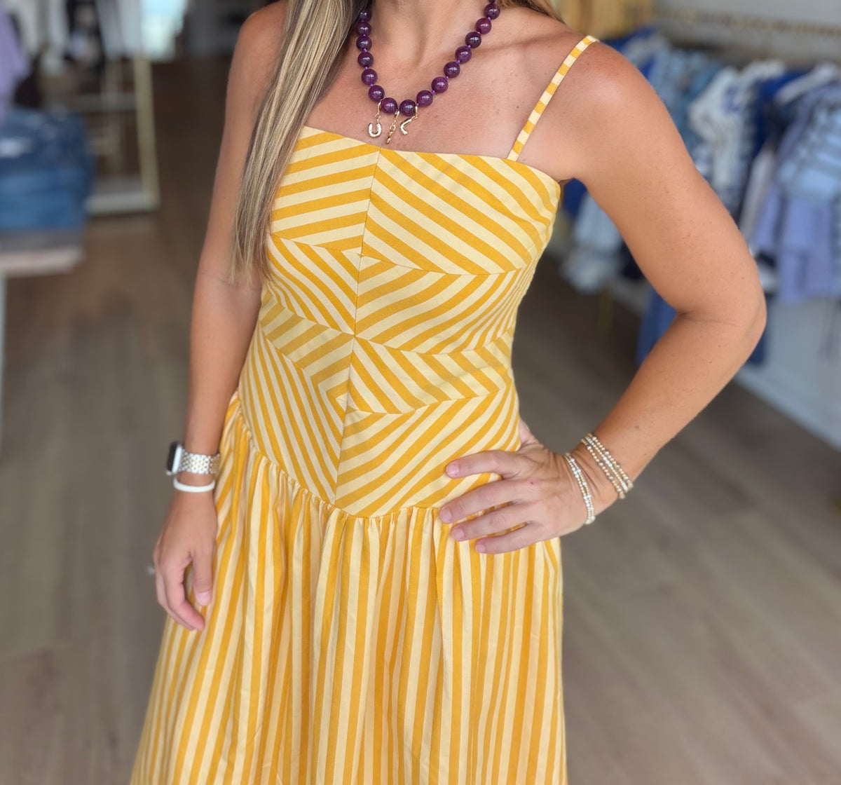 Mustard Chevron Midi