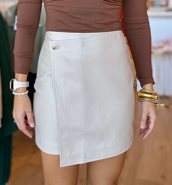 faux leather wrap skirt