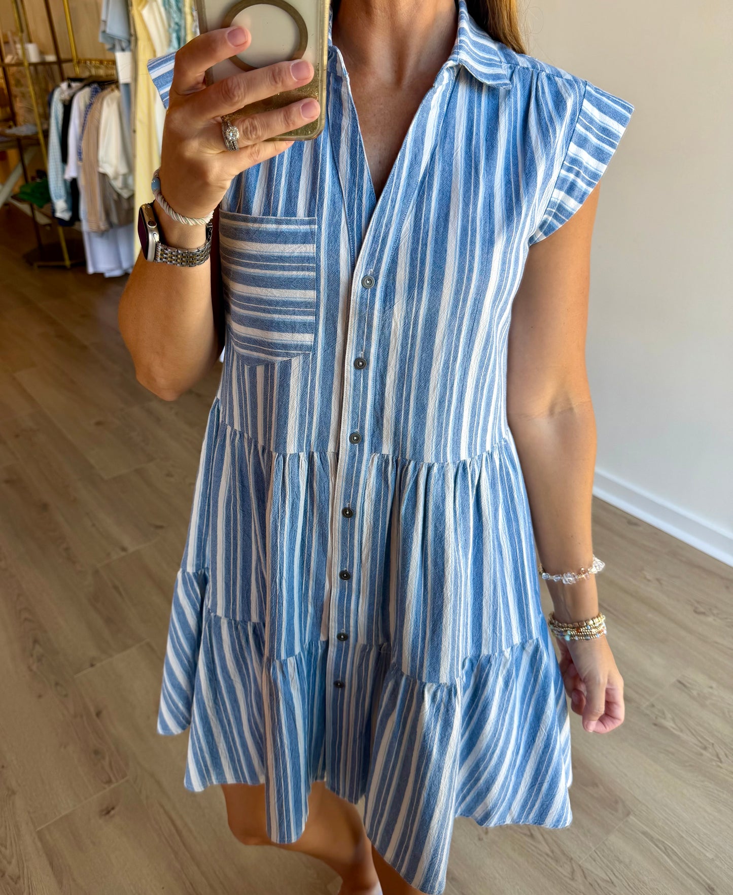 Button Down Tiered Dress