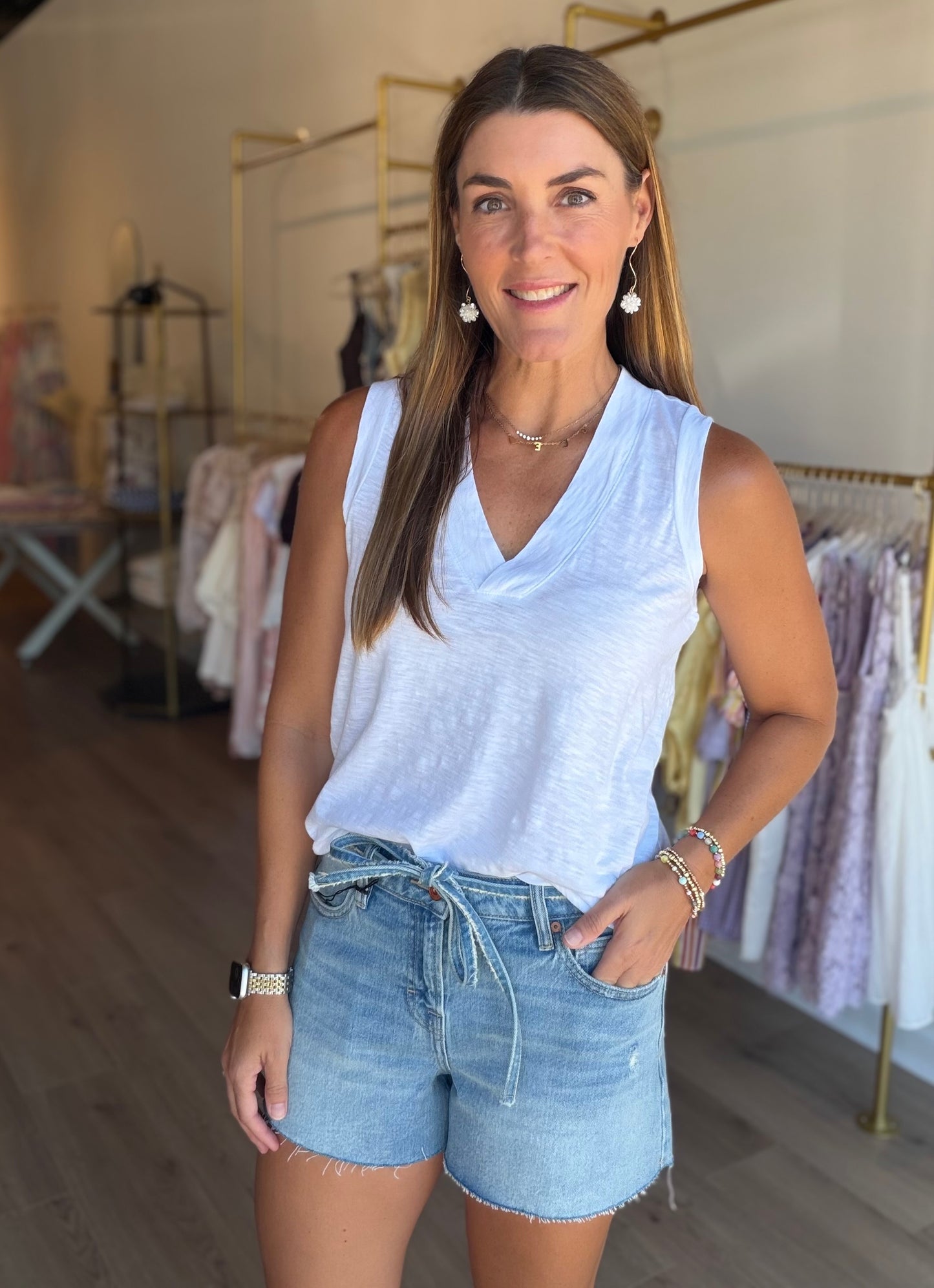 Banded V Neck Tank Top