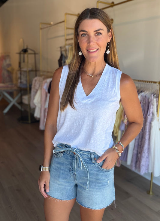 Banded V Neck Tank Top