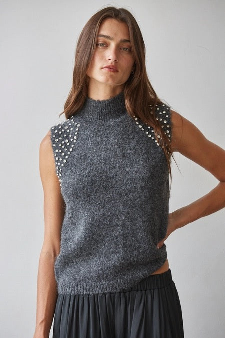 Rhinestone Knit Sleeveless