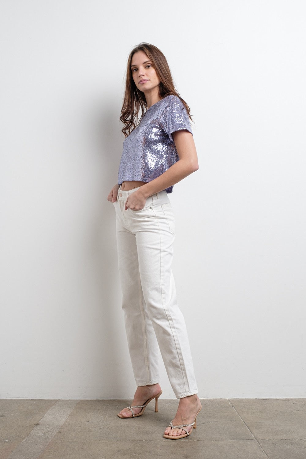 Lilac Sequin Short SLV