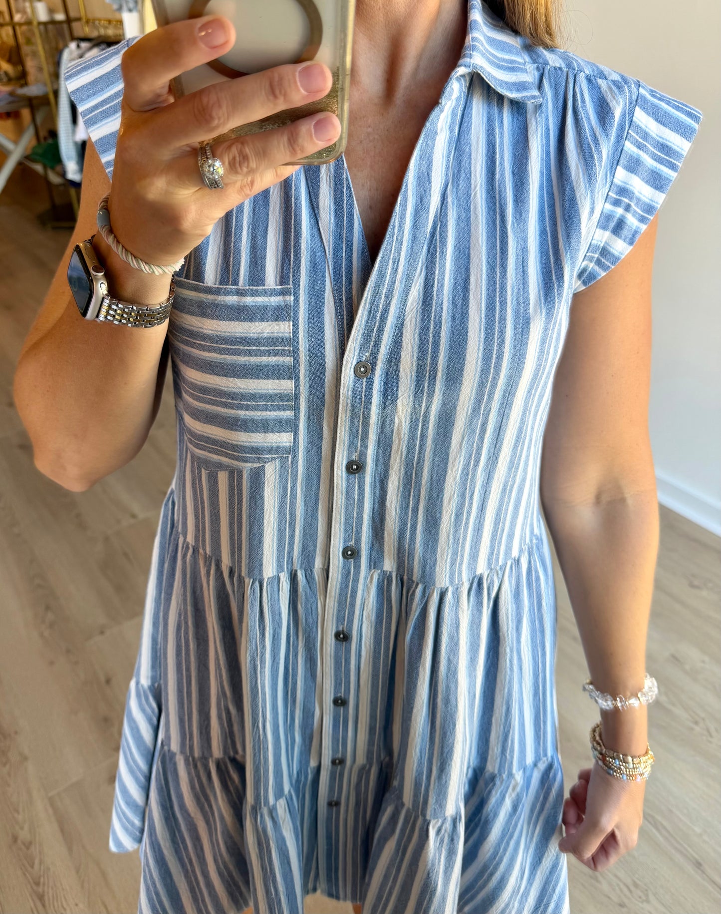 Button Down Tiered Dress