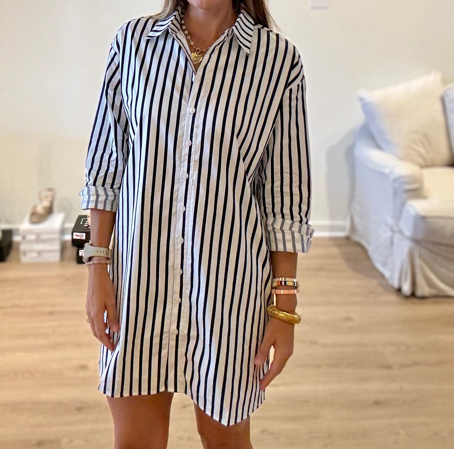 stripe shirt dress