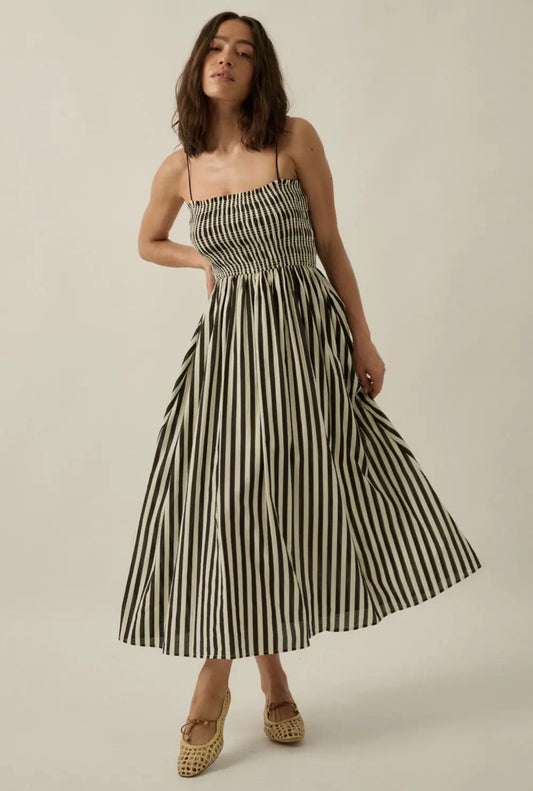 Smocked Stripe Midi