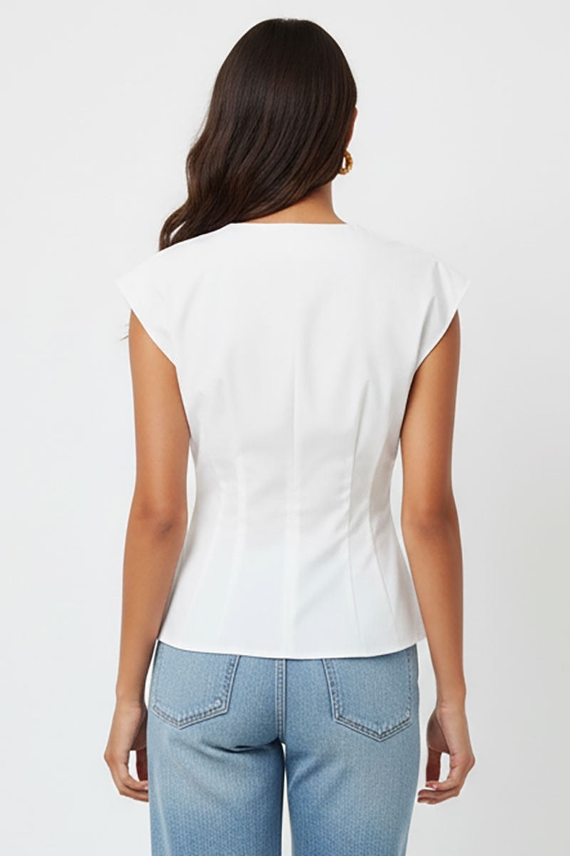 Pleated V Neck
