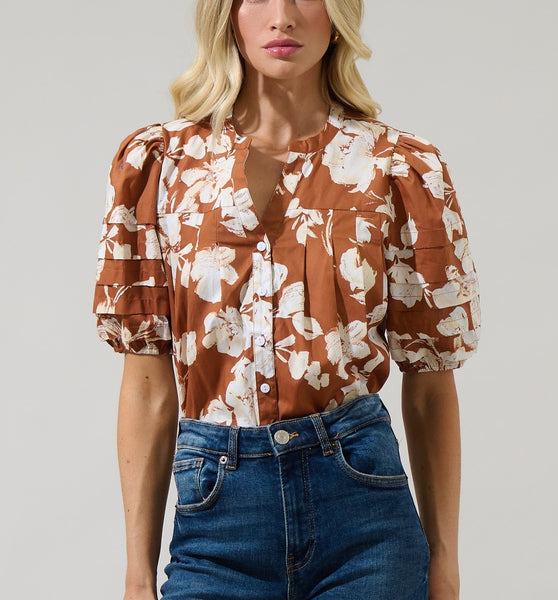 Floral Court Button Down