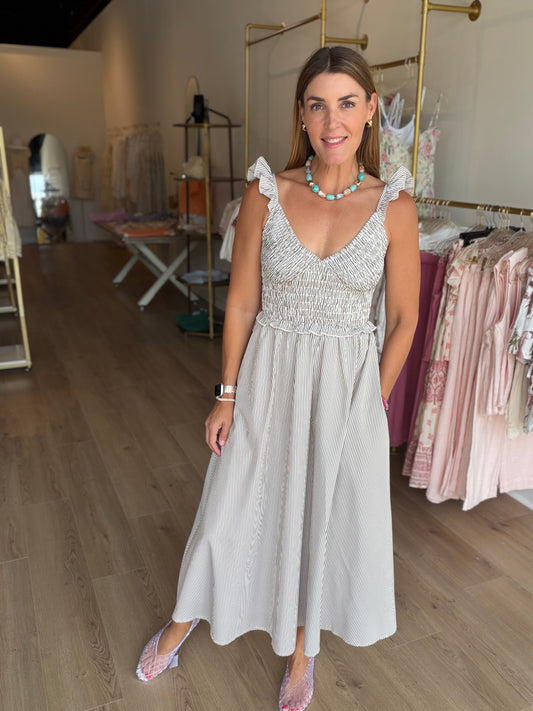 Ruffle Smock Midi