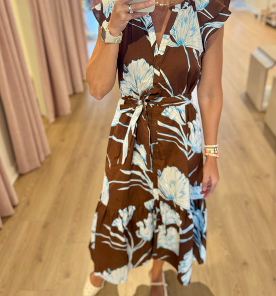 brown and blue tie midi